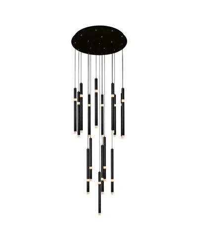 Cwi Lighting Flute 16 Light Led Chandelier In Black