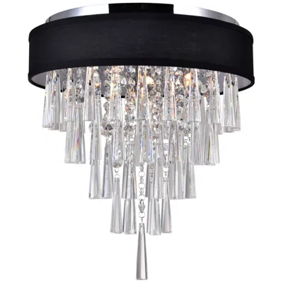Cwi Lighting Franca 4 Light 16in Chrome Flush Mount With Black Shade
