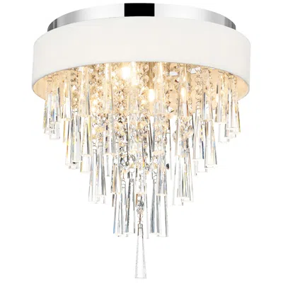 Cwi Lighting Franca 4 Light 16in Chrome Flush Mount With Off White Shade