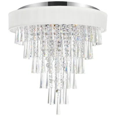 Cwi Lighting Franca 8 Light 22in Chrome Flush Mount With Off White Shade