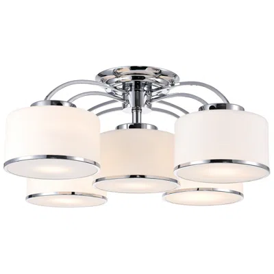 Cwi Lighting Frosted 5 Light 30in Chrome Drum Shade Flush Mount