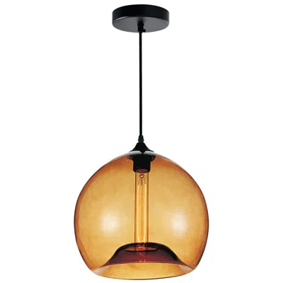 Cwi Lighting Glass 1 Light 12in Amber Down Mini Pendant