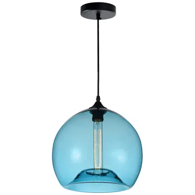 Cwi Lighting Glass 1 Light 12in Blue Down Mini Pendant