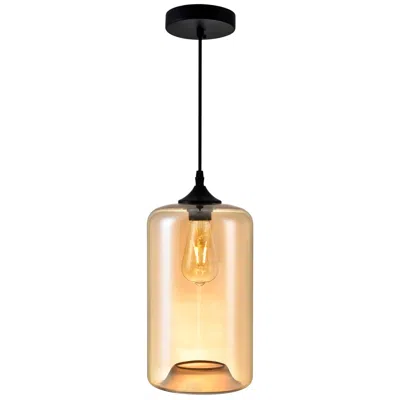 Cwi Lighting Glass 1 Light 7in Cognac Down Mini Pendant