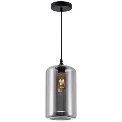 Cwi Lighting Glass 1 Light 7in Smoke Down Mini Pendant