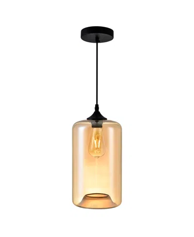 Cwi Lighting Glass 1 Light Down Mini Pendant In Black
