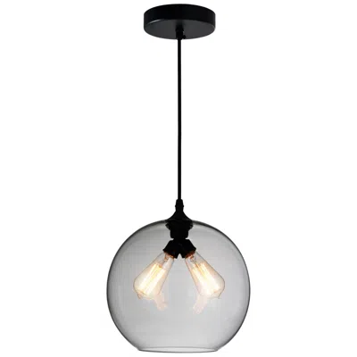 Cwi Lighting Glass 2 Light 12in Smoke Down Mini Pendant