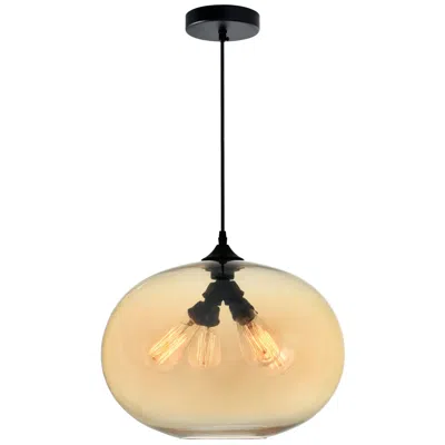 Cwi Lighting Glass 4 Light 16in Amber Down Pendant