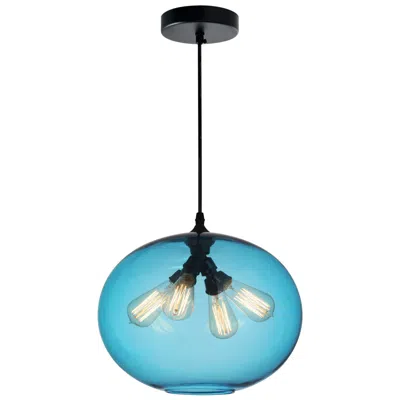 Cwi Lighting Glass 4 Light 16in Blue Down Pendant