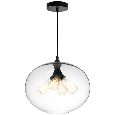 Cwi Lighting Glass 4 Light 16in Clear Down Pendant