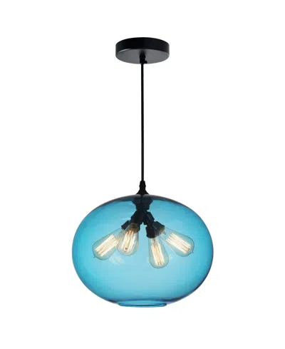Cwi Lighting Glass 4 Light Down Pendant In Black