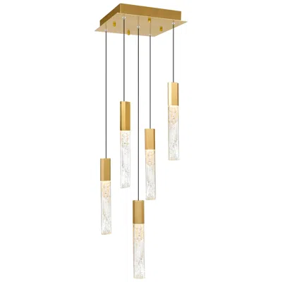 Cwi Lighting Greta Integrated Led 12in Brass Mini Pendant With Handcrafted Glass