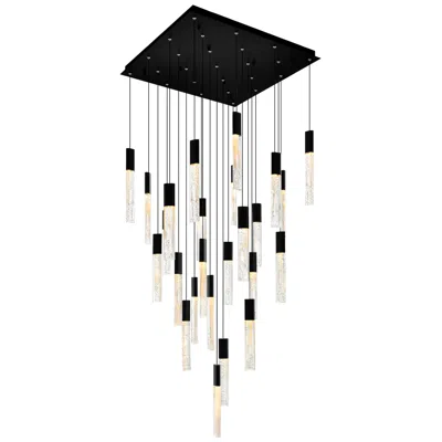 Cwi Lighting Greta Integrated Led 28in Black Chandelier With Handcrafted Glass