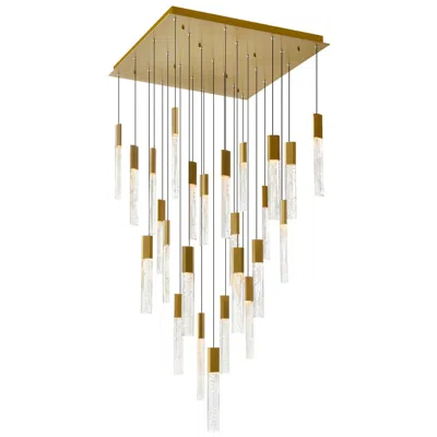 Cwi Lighting Greta Integrated Led 28in Brass Chandelier With Handcrafted Glass