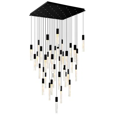 Cwi Lighting Greta Integrated Led 36in Black Chandelier With Handcrafted Glass