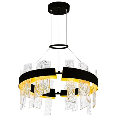 Cwi Lighting Guadiana Integrated Led 24in Black Chandelier With Handcrafted Glass