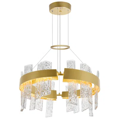 Cwi Lighting Guadiana Integrated Led 24in Satin Gold Chandelier With Handcrafted Glass