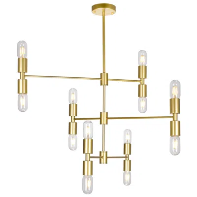 Cwi Lighting Hand Crank 12 Light Medallion Gold Chandelier