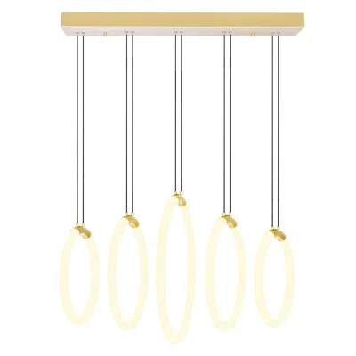 Cwi Lighting Hoops 5 Light Led Chandelier With Satin Gold Finish