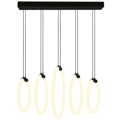 Cwi Lighting Hoops Integrated Led 23in 5 Ring Black Chandelier