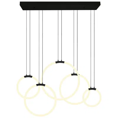 Cwi Lighting Hoops Integrated Led 44in 5 Ring Black Chandelier