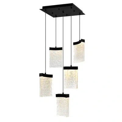 Cwi Lighting Integrated Led 12" Modern Statement / Unique Mini Pendant With Handmade Textured Glass For Kitchen I In Black