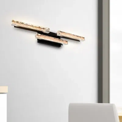 Cwi Lighting Integrated Led 36" Modern Vanity Light With Handmade Textured Glass For Bathrooms Powder Rooms Vanit In Black