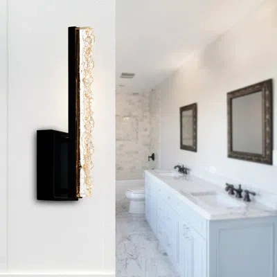 Cwi Lighting Integrated Led 5" Modern Wall Light With Handmade Textured Glass For Living Room Hallways Entryway B In Black
