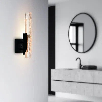 Cwi Lighting Integrated Led 5" Modern Wall Light With Handmade Textured Glass For Living Room Hallways Entryway B In Black