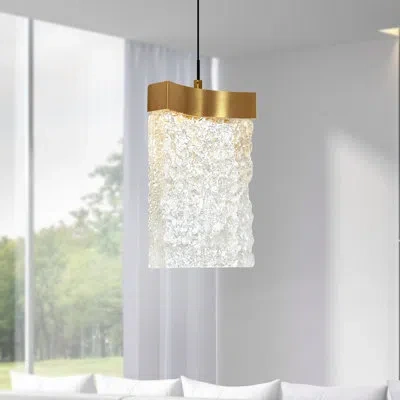 Cwi Lighting Integrated Led 6" Modern Mini Pendant With Handmade Textured Glass For Kitchen Island Entryway Islan In Brass