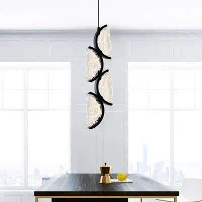 Cwi Lighting Integrated Led 8" Modern Mini Pendant With Handmade Textured Glass For Kitchen Island Entryway Islan In Black