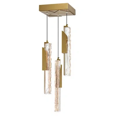 Cwi Lighting Integrated Led 8" Modern Mini Pendant With Handmade Textured Glass For Kitchen Island Entryway Islan In Brass