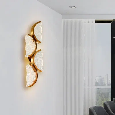 Cwi Lighting Integrated Led 8" Modern Wall Light With Handmade Textured Glass For Living Room Hallways Entryway B In Brass