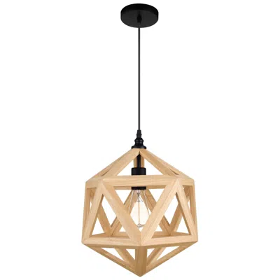 Cwi Lighting Lante 1 Light 13in Black & Wood Pendant