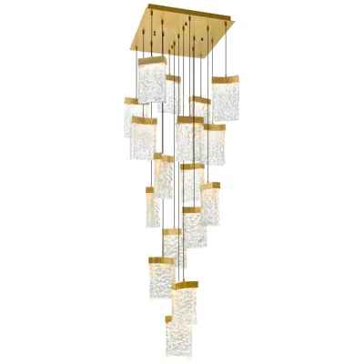 Cwi Lighting Lava Integrated Led 24in Brass Chandelier With Handcrafted Glass In Gold