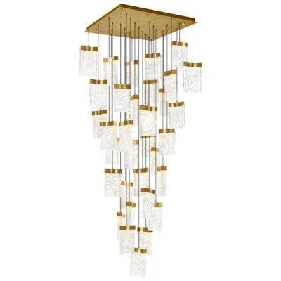 Cwi Lighting Lava Integrated Led 36in Brass Chandelier With Handcrafted Glass