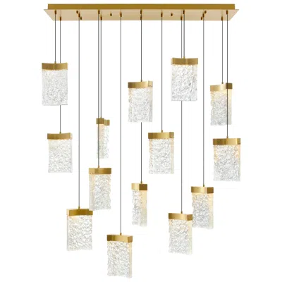 Cwi Lighting Lava Integrated Led 48in Brass Chandelier With Handcrafted Glass In Gray