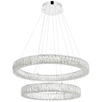 Cwi Lighting Madeline Integrated Led 2 Ring 32in Chrome Chandelier