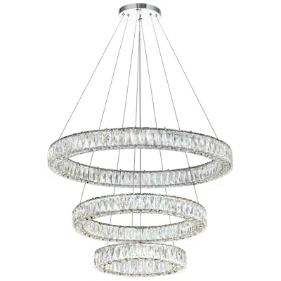 Cwi Lighting Madeline Integrated Led 3 Ring 32in Chrome Chandelier