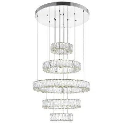 Cwi Lighting Madeline Integrated Led 5 Ring Chrome Chandelier