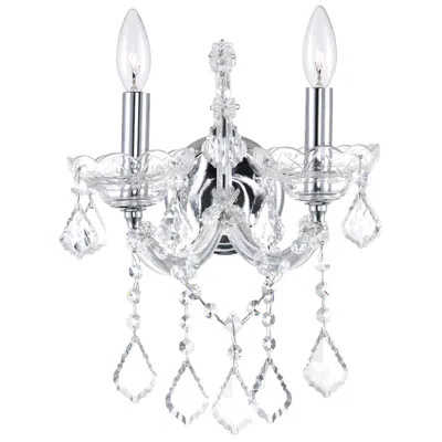 Cwi Lighting Maria Theresa 2 Light 12in Chrome Wall Sconce With Crystals