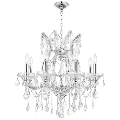 Cwi Lighting Maria Theresa 9 Light 24in Chrome Up Chandelier With Crystals