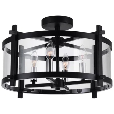 Cwi Lighting Miette 4 Light 18in Black Cage Flush Mount