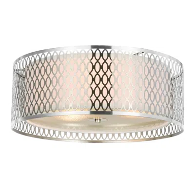 Cwi Lighting Mikayla 3 Light Drum Shade Flush Mount With Satin Nickel Finish In Orange