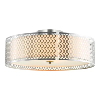 Cwi Lighting Mikayla 5 Light Drum Shade Flush Mount With Satin Nickel Finish