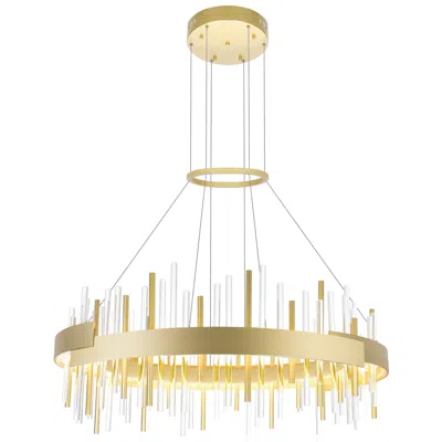 Cwi Lighting Millipede Integrated Led 32in Satin Gold Chandelier