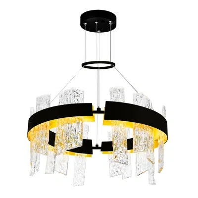 Cwi Lighting Modern Led Chandelier - Integrated Dimmable Lighting For Dining Room, Bedroom, Or Entryway In Black