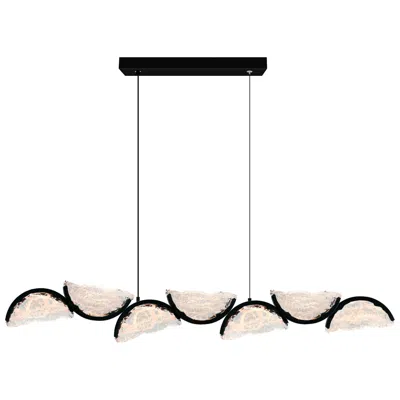Cwi Lighting Moon Integrated Led 54in Black Chandelier With Handcrafted Glass