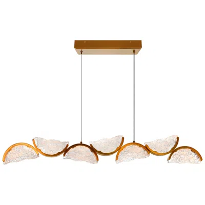 Cwi Lighting Moon Integrated Led 54in Brass Chandelier With Handcrafted Glass