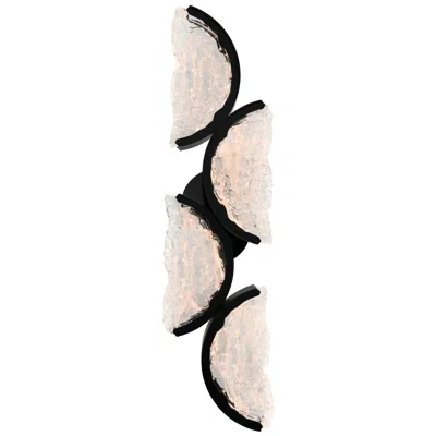 Cwi Lighting Moon Integrated Led 8in Black Mini Pendant With Handcrafted Glass